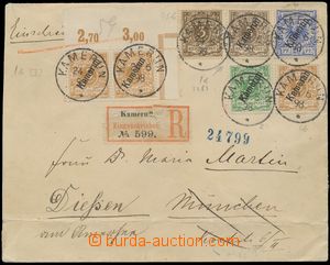 139446 - 1898 KAMERUN  R-dopis do Mnichova vyfr. zn. Mi.1b 3x,1d 2x, 