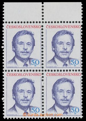 139543 - 1990 Pof.2928ORZ, Havel 50h, 4-blok s horním okrajem, obrá