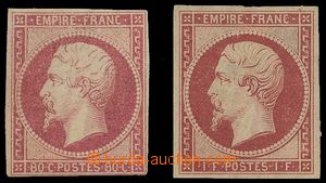 139551 - 1853 Mi.16c, 17a, Napoleon 80C a 1Fr, sestava 2ks známek, v