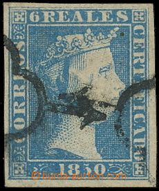 139627 - 1850 Mi.4; Edifil.4, Královna Izabela II. 6R  modrá, nepat