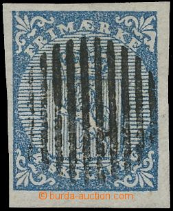 139646 - 1855 Mi.1, Znak 4Sk modrá, luxusní kus s úplným čárkov