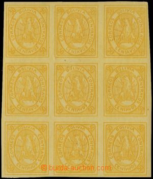 139655 - 1867 Mi.3, Kondor v oválu 50C oranžová, 9-blok, krásný 