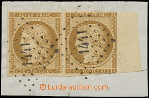 139657 - 1849 Mi.1, Ceres 10C brown, pair on cut square, at top and l