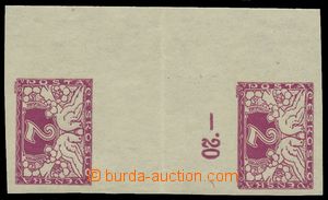 139703 - 1919 Pof.S1Ms(2), 2h purple-red, vertical 2-stamps gutter wi