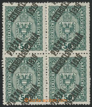 139714 -  Pof.43, Coat of arms 50h green, block of four with joined o