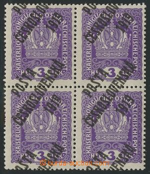 139715 -  Pof.33, Coat of arms 3h violet, block of four with joined o