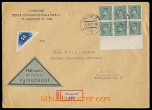 139743 - 1938 velkoformátový R-dopis do Nitry vyfr. zn. Pof.346, Š