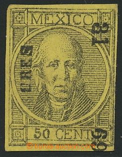 139831 - 1868 Mi.46, Hidalgo 50C černá na žlutém papíru, I. typ 