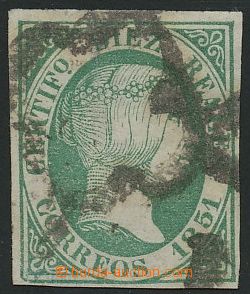 139835 - 1851 Mi.11, Queen Isabel II. 10R green, sought highest value