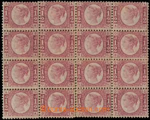139903 - 1870 Mi.36; SG.48, ½P tmavě růžovočervená, 16-blok