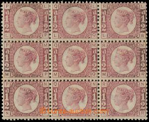 139904 - 1870 Mi.36; SG.48, ½P tmavě růžovočervená, 9-blok,