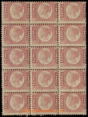 139905 - 1870 Mi.36; SG.48, ½P tmavě růžovočervená, 15-blok