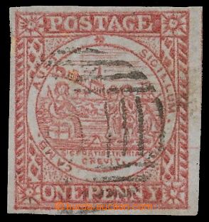 139908 - 1850 SG.12b, postage stmp 1P deep carmine, issue Sydney, blu