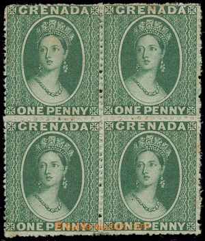 139955 - 1863-71 SG.4, Královna Viktorie 1P zelená, 4-blok, původn