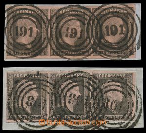 139983 - 1850 Mi.2, Friedrich Wilhelm IV. 1Sgr, 2x strip of 3 on cut-