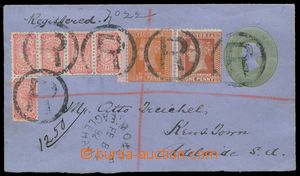 140009 - 1892 celinová obálka Královna Viktorie 1P zelená zaslan