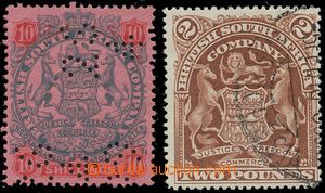 140036 - 1896-98 SG.50, Coat of arms 10Sh slate grey and vermilion re