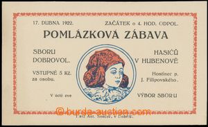 140456 - 1922 FIREFIGHTERS / HUBENOV, ball invitation-card, nice