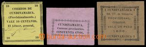 140592 - 1883 DEPT. CUNDINAMARCA  Mi.7, 8 a 9, Provizorní vydání, 