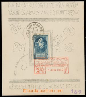 140630 - 1940 cyklostylovaný nálepní list s francouzskou zn. a DR 