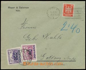 140764 - 1924 DOPLATNÍ  firemní dopis z Německa zatížený doplat