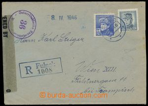 141032 - 1946 R-dopis s provizorním R-razítkem FULNEK do Rakouska, 