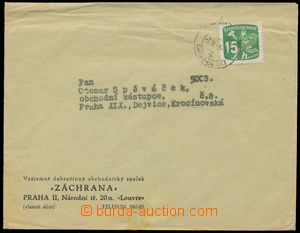 141067 - 1946 firemní obálka vyfr. novinovou zn. Listonoš 15h, Pof