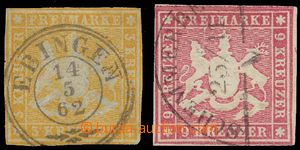 141374 - 1857-59 Mi.7b, 14a, Znak 3Kr oranžově žlutá, ideálně u
