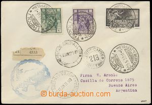 141741 - 1933 TRIPOLITANIA  letter to Argentina with Mi.195, Aurora 2