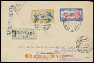 141751 - 1932 Reg and airmail letter to Florence with Mi.103-104, CDS