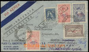 141788 - 1932 ARGENTINA  R-dopis do Německa vyfr. bohatou frankaturo