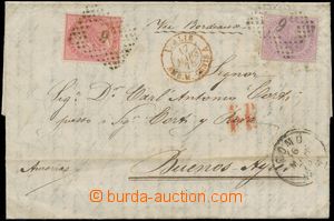 141831 - 1875 skládaný dopis do Argentiny vyfr. zn. Mi.20, 21, Vikt