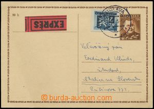 141861 - 1945 CDV77, Tiso 70h with overprint ČESKOSLOVENSKO, sent as