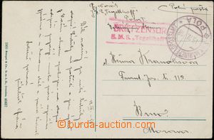 141916 - 1918 S.M.S. TEGETTHOFF  pohlednice Šibeniku do Brna, červe