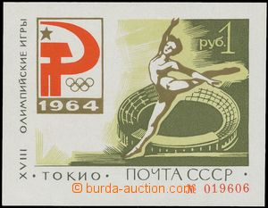 142015 - 1964 Mi.Bl.33, aršík Tokio, číslovaný, № 019606, 