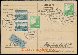 142187 - 1938 answer part PC franked with. mixed franking German and 