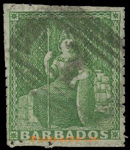 142561 - 1859 SG.16, Sedící Britannia 1½P zelená, bez průsvi