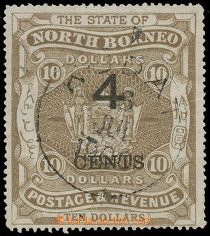 142669 - 1899 SG.124, Coat of arms 4c/10$ brown, complete CDS, R lowe