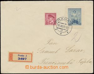 142778 - 1938 Reg letter i.a. with Pof.347, Allegory, stmp with margi