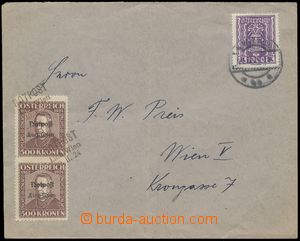 142786 - 1924 LOCAL ISSUE LINZ  letter to Vienna with Mi.391 and NOTP