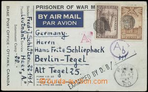 142809 - 1943 CANADA  franked air-mail card from German prisoner in C