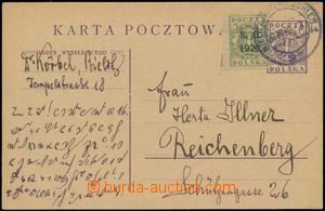 142823 - 1920 POLSKO  polská dopisnice 15f fialová dofrankovaná zn