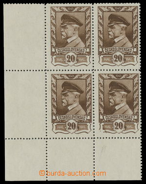 142995 - 1945 Pof.383, Moscow-issue 20h brown, LL corner blk-of-4, pl