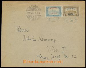 143110 - 1918 airmail letter to Vienna with Mi.210, 211, CDS BUDAPEST