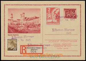 143153 - 1945 LIBEREC-HARCOV/ 2.VII.1945 two lined violet cancel. on 
