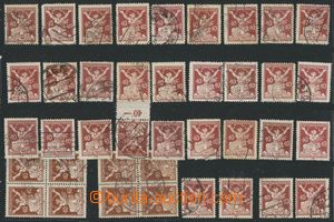143205 -  Pof.154, 40h brown, selection of 39 pcs of stamps with plat