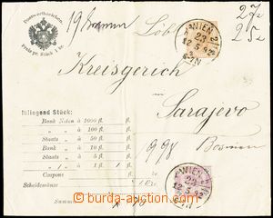 143331 - 1892 peněžní dopis do Sarajeva vyfr. zn. Mi.51, 60, DR WI