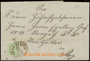 143354 - 1859 skládaný dopis do Prahy vyfr. zn. Mi.12, 3Kr zelená,