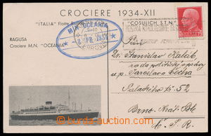 143417 - 1934 SHIP MAIL  blue oval pmk M/N OCEANIA 3.APR.1934 on Ppc 