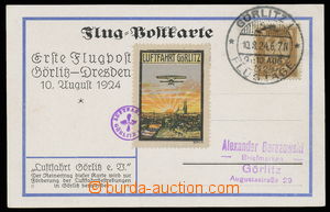 143418 - 1924 amt. Luftpostkarte, Erstflug GÖRLITZ–DRESDEN, Aufgab